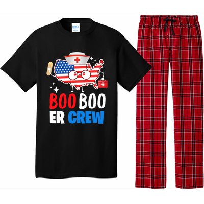 Boo Boo Er Crew American Flag Funny 4th Of July Usa Nurse Great Gift Pajama Set