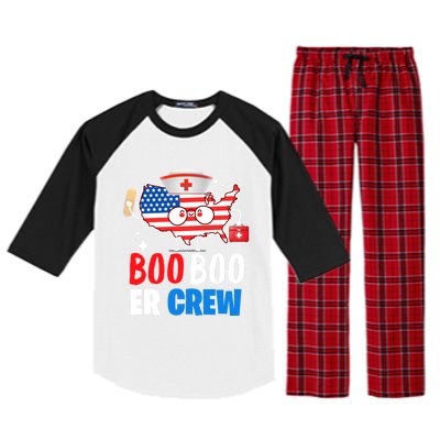 Boo Boo Er Crew American Flag Funny 4th Of July Usa Nurse Great Gift Raglan Sleeve Pajama Set