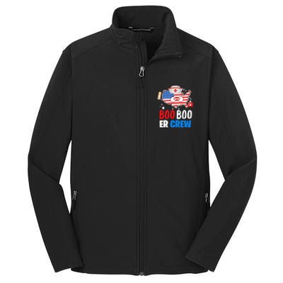 Boo Boo Er Crew American Flag Funny 4th Of July Usa Nurse Great Gift Core Soft Shell Jacket