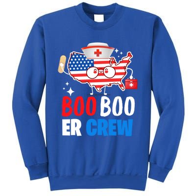 Boo Boo Er Crew American Flag Funny 4th Of July Usa Nurse Great Gift Sweatshirt