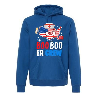 Boo Boo Er Crew American Flag Funny 4th Of July Usa Nurse Great Gift Premium Hoodie