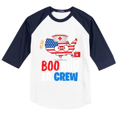 Boo Boo Er Crew American Flag Funny 4th Of July Usa Nurse Great Gift Baseball Sleeve Shirt