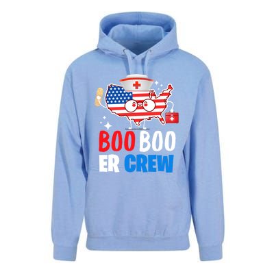 Boo Boo Er Crew American Flag Funny 4th Of July Usa Nurse Great Gift Unisex Surf Hoodie