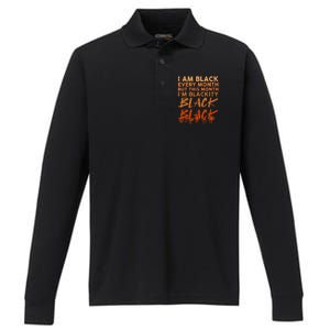 Blackity Black Every Month Black History BHM African Performance Long Sleeve Polo