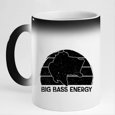 Big Bass Energy Vintage Big Fish Fishing Funny Gift Dad Cute Gift 11oz Black Color Changing Mug