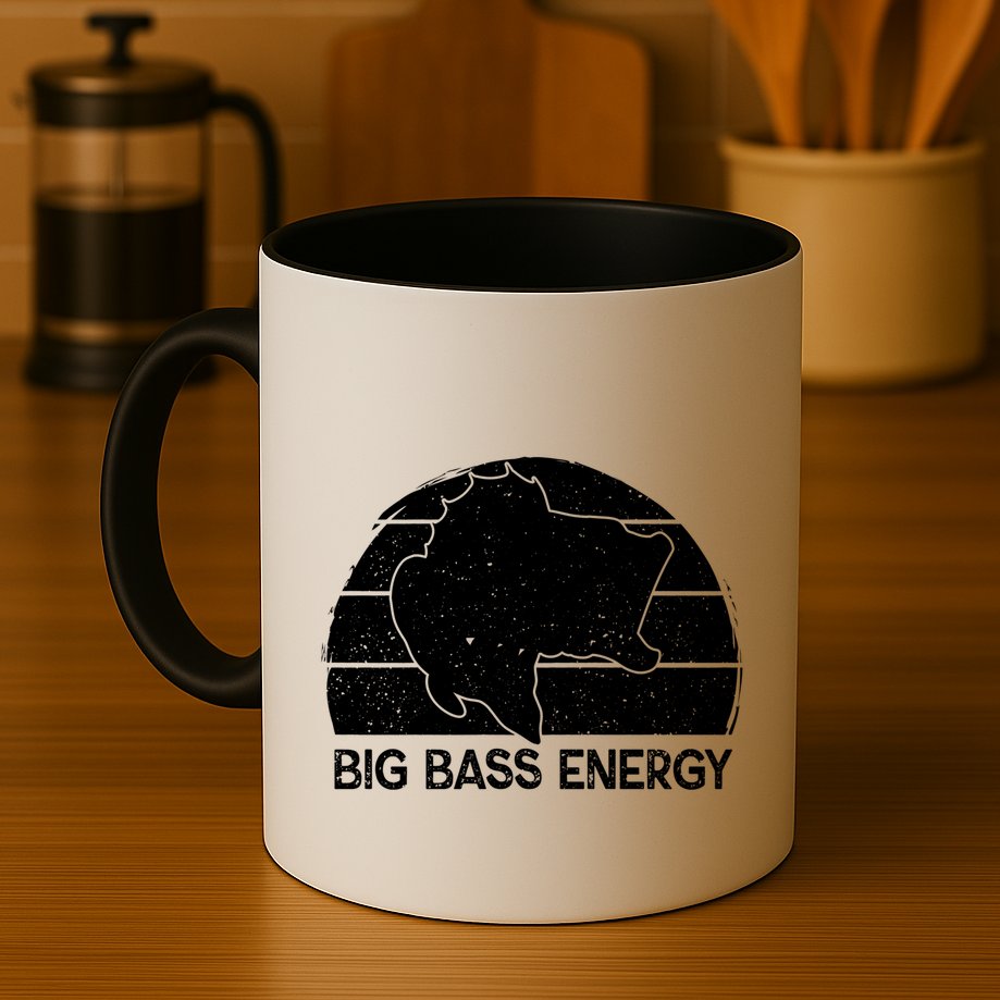 Big Bass Energy Vintage Big Fish Fishing Funny Gift Dad Cute Gift Mug