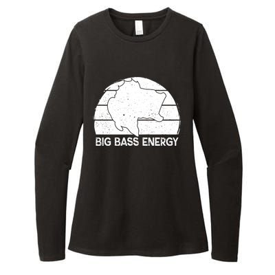 Big Bass Energy Vintage Big Fish Fishing Funny Gift Dad Cute Gift Womens CVC Long Sleeve Shirt