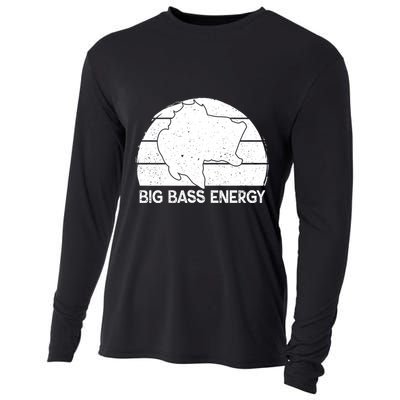 Big Bass Energy Vintage Big Fish Fishing Funny Gift Dad Cute Gift Cooling Performance Long Sleeve Crew