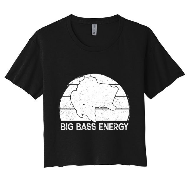 Big Bass Energy Vintage Big Fish Fishing Funny Gift Dad Cute Gift Crop Top
