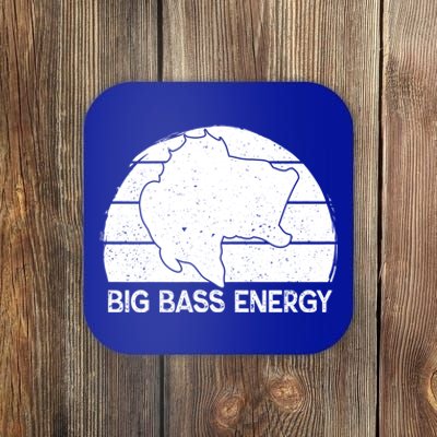 Big Bass Energy Vintage Big Fish Fishing Funny Gift Dad Cute Gift Coaster