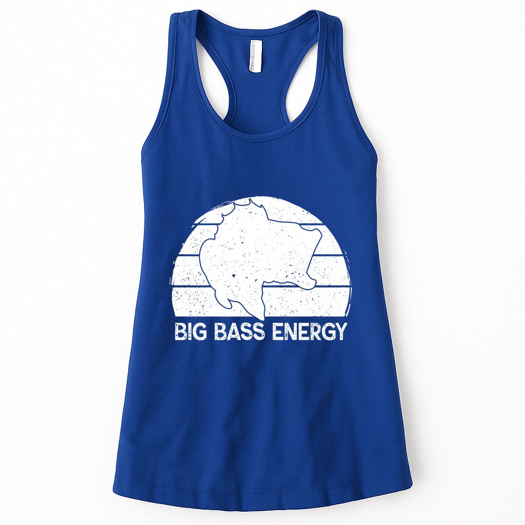 Big Bass Energy Vintage Big Fish Fishing Funny Gift Dad Cute Gift Womens Tank Top