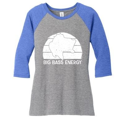 Big Bass Energy Vintage Big Fish Fishing Funny Gift Dad Cute Gift Women's Tri-Blend 3/4-Sleeve Raglan Shirt