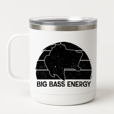 Big Bass Energy Vintage Big Fish Fishing Funny Gift Dad Cute Gift 12 oz Stainless Steel Tumbler Cup