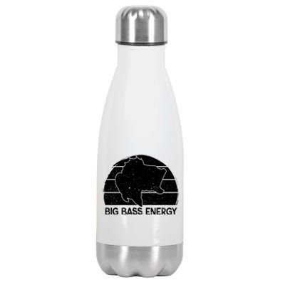 Big Bass Energy Vintage Big Fish Fishing Funny Gift Dad Cute Gift Stainless Steel Insulated Water Bottle