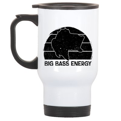 Big Bass Energy Vintage Big Fish Fishing Funny Gift Dad Cute Gift Stainless Steel Travel Mug