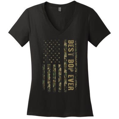 Best Bop Ever Camouflage American Flag FatherS Day Women's V-Neck T-Shirt