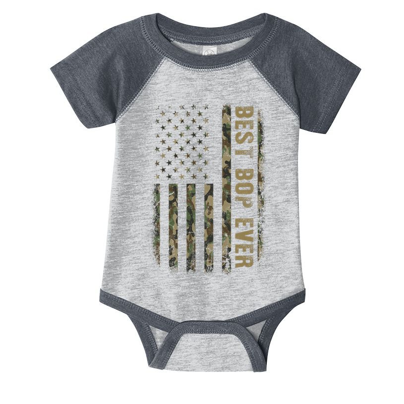 Best Bop Ever Camouflage American Flag FatherS Day Infant Baby Jersey Bodysuit