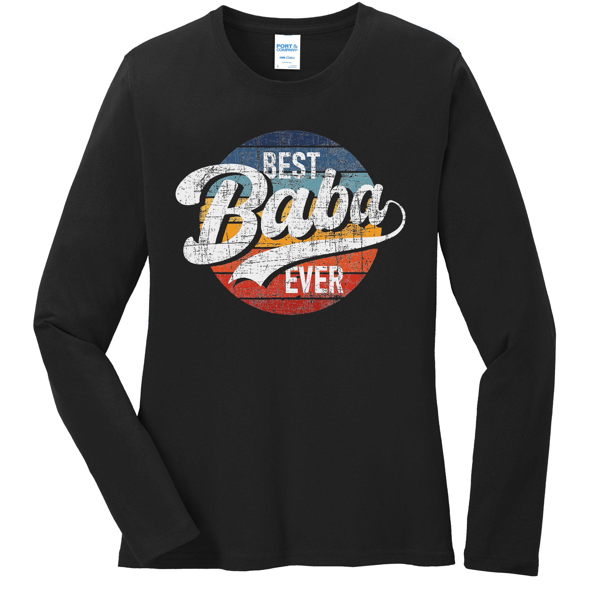 Best Baba Ever Retro Vintage Persian Grandfather Grandad Ladies Long Sleeve Shirt
