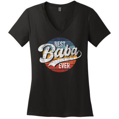 Best Baba Ever Retro Vintage Persian Grandfather Grandad Women's V-Neck T-Shirt
