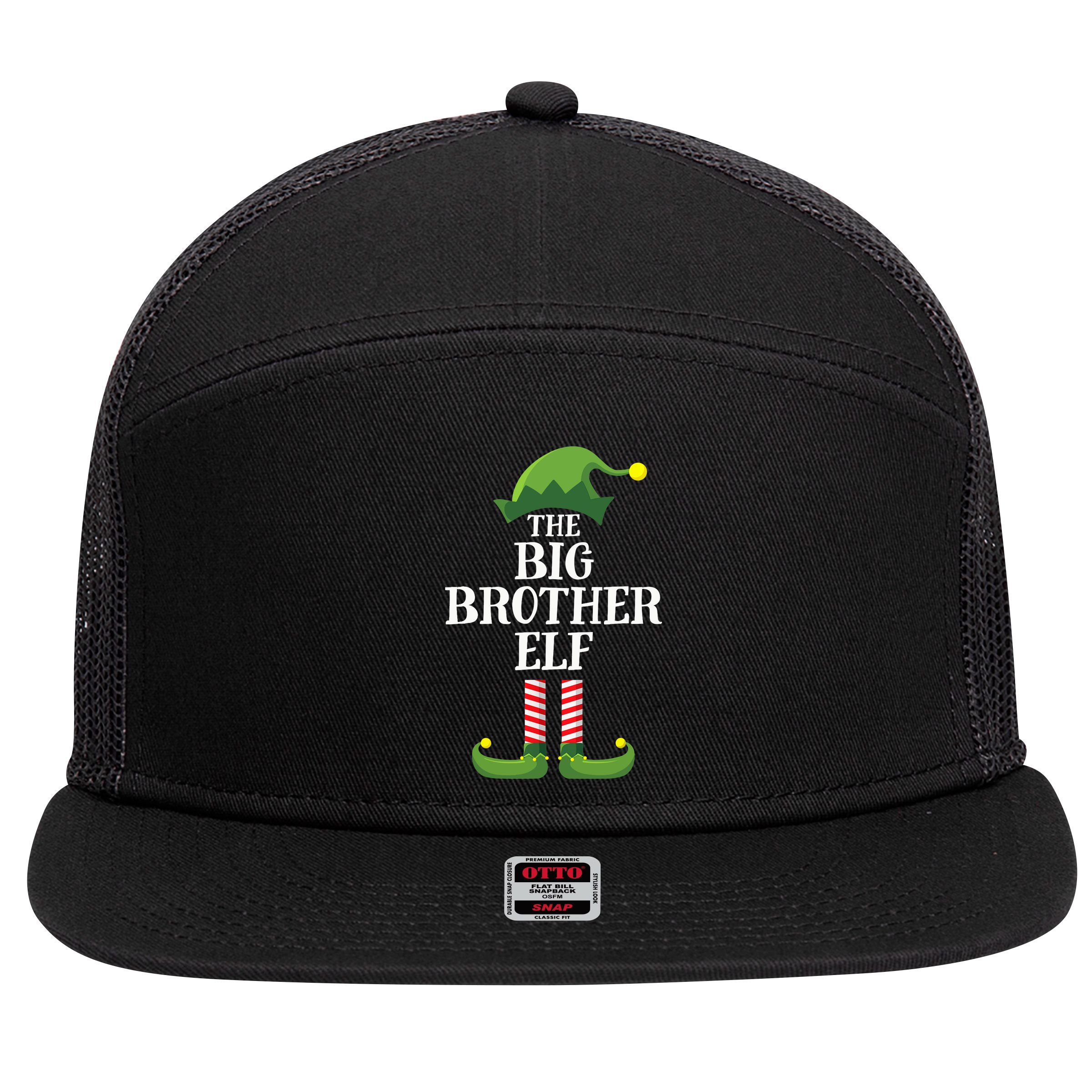 Big Brother Elf Matching Family Group Christmas Party 7 Panel Mesh Trucker Snapback Hat