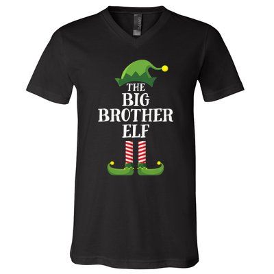 Big Brother Elf Matching Family Group Christmas Party V-Neck T-Shirt