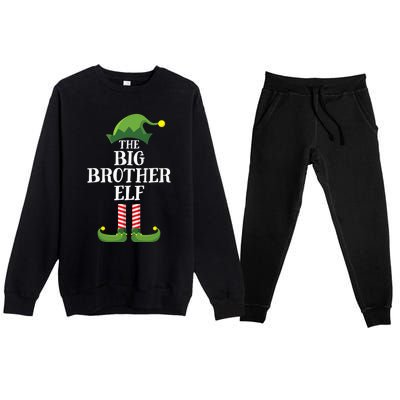 Big Brother Elf Matching Family Group Christmas Party Premium Crewneck Sweatsuit Set