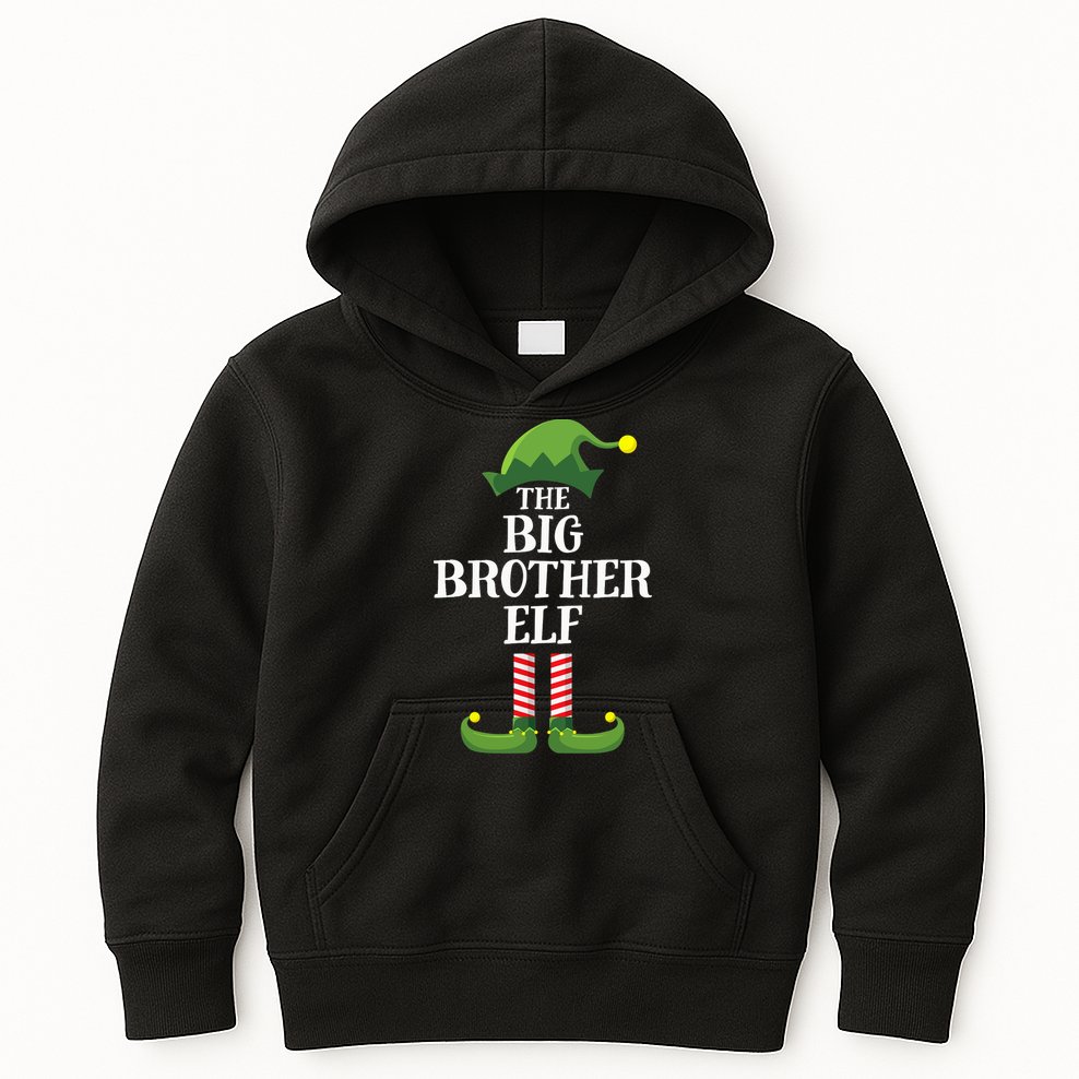 Big Brother Elf Matching Family Group Christmas Party Kids Hoodie