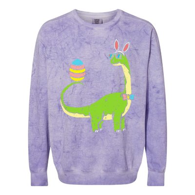 Brontosaurus Bunny Ears Egg Easter Day Dinosaur Colorblast Crewneck Sweatshirt