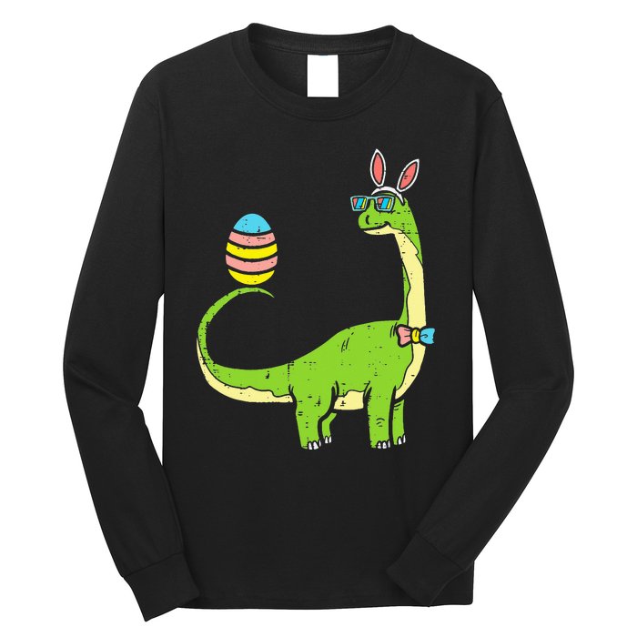 Brontosaurus Bunny Ears Egg Easter Day Dinosaur Long Sleeve Shirt