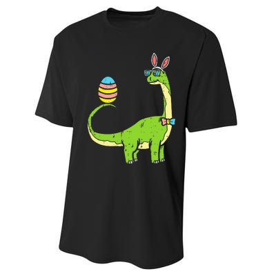 Brontosaurus Bunny Ears Egg Easter Day Dinosaur Performance Sprint T-Shirt