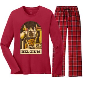 Belgium Beer Europe Women's Long Sleeve Flannel Pajama Set 