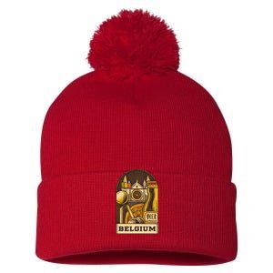 Belgium Beer Europe Pom Pom 12in Knit Beanie