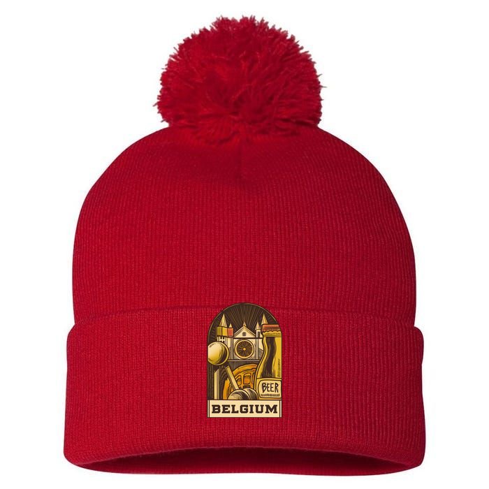 Belgium Beer Europe Pom Pom 12in Knit Beanie