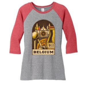 Belgium Beer Europe Women's Tri-Blend 3/4-Sleeve Raglan Shirt