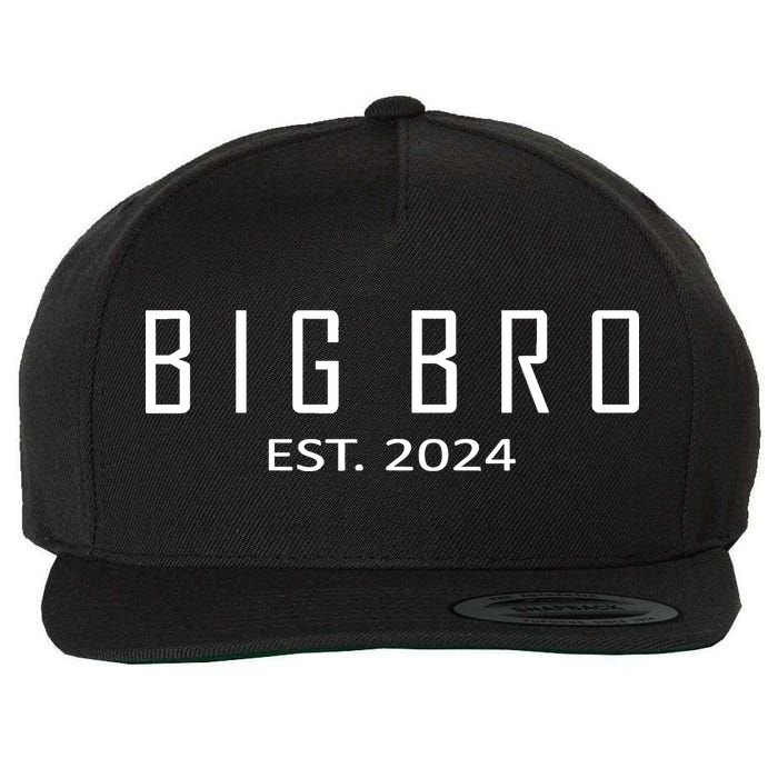 Big Bro Est 2024 Funny First Time Brother Promoted Wool Snapback Cap