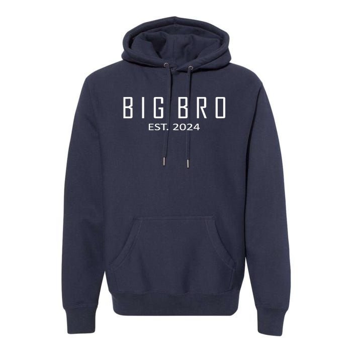 Big Bro Est 2024 Funny First Time Brother Promoted Premium Hoodie