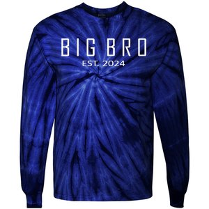 Big Bro Est 2024 Funny First Time Brother Promoted Tie-Dye Long Sleeve Shirt