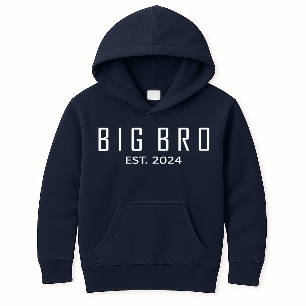 Big Bro Est 2024 Funny First Time Brother Promoted Kids Hoodie
