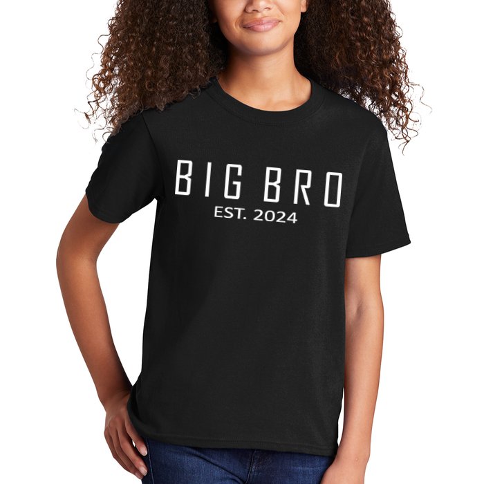 Big Bro Est 2024 Funny First Time Brother Promoted Kids T-Shirt