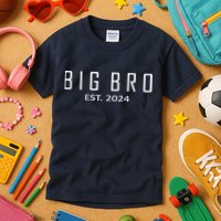 Big Bro Est 2024 Funny First Time Brother Promoted Kids T-Shirt