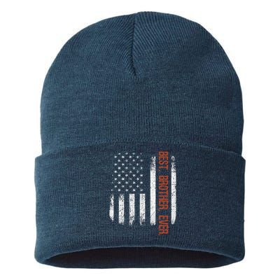 Best Brother Ever American Flag Fathers Day Gift Sustainable Knit Beanie