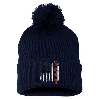 Best Brother Ever American Flag Fathers Day Gift Pom Pom 12in Knit Beanie