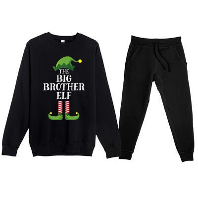 Big Brother Elf Matching Family Group Christmas Party Pyjamas Premium Crewneck Sweatsuit Set