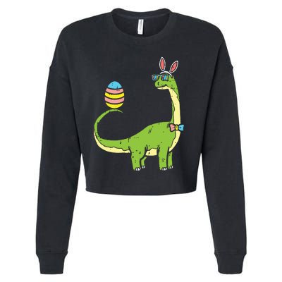 Brontosaurus Bunny Ears Egg Easter Day Dinosaur Dino Cropped Pullover Crew