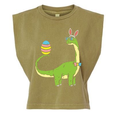 Brontosaurus Bunny Ears Egg Easter Day Dinosaur Dino Garment-Dyed Women's Muscle Tee