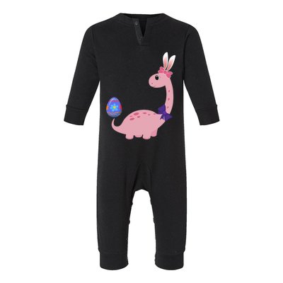 Brontosaurus Bunny Ears Egg Easter Day Dinosaur Dino Funny Gift Infant Fleece One Piece