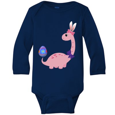 Brontosaurus Bunny Ears Egg Easter Day Dinosaur Dino Funny Gift Baby Long Sleeve Bodysuit