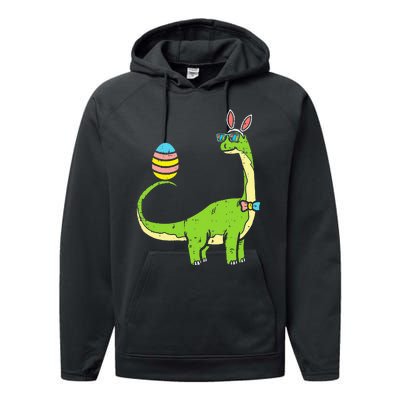 Brontosaurus Bunny Ears Egg Easter Day Dinosaur Performance Fleece Hoodie