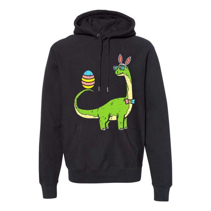 Brontosaurus Bunny Ears Egg Easter Day Dinosaur Premium Hoodie