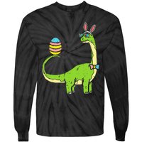 Brontosaurus Bunny Ears Egg Easter Day Dinosaur Tie-Dye Long Sleeve Shirt